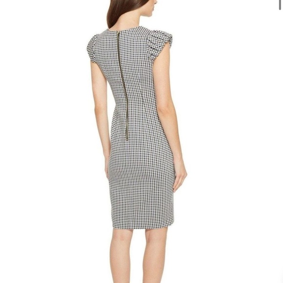 Calvin Klein Sheath Gingham Dress Puff Sleeves sz 10 Career Professional - Picture 2 of 12